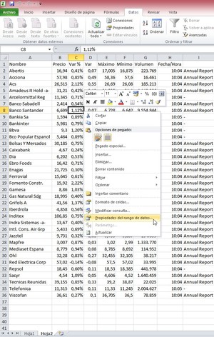 Importar datos del Ibex 35 a Excel automáticamente