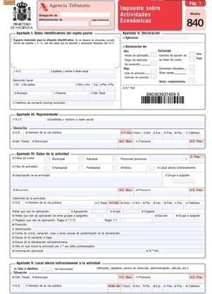 Modelo 840: Impuesto sobre Actividades Económicas (I.A.E.)