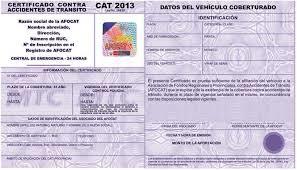 Certificado contra Accidentes de Tránsito (CAT)