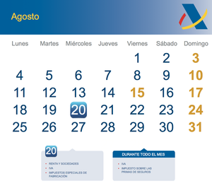 Calendario fiscal Agosto 2014 Calendario fiscal Agosto 2014