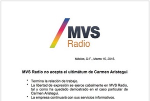 "Despido" de Aristegui: duro golpe a la libertad de opinión, de pensamiento y de expresión