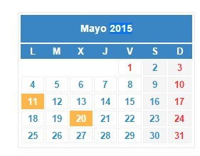 Calendario fiscal Mayo 2015
