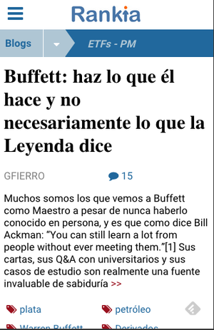 Versión móvil de Rankia para móviles