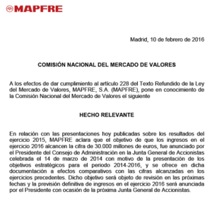 Seguimiento 2015 y previsiones 2016: Santander, BBV y Mapfre