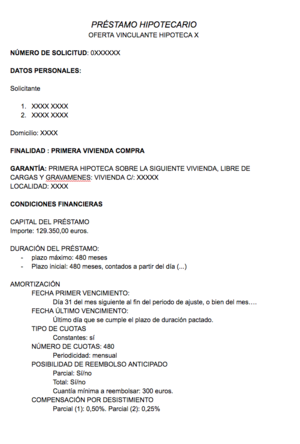¿Qué es la oferta vinculante o FIPER en una hipoteca?