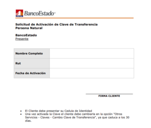 ¿Cómo activar clave de transferencia Banco Estado?