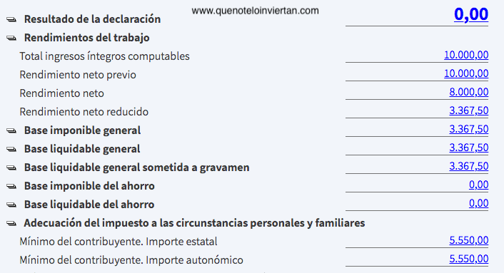 Declaración de la Renta de un parado con unos ingresos anuales de 10.000€