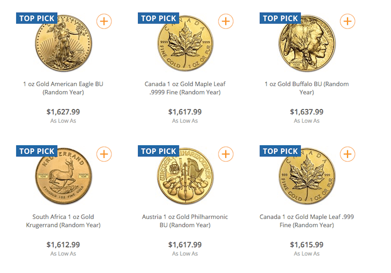 Monedas de oro bullion más vendidas de la web APMEX