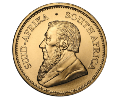 Anverso de la moneda de oro Krugerrand sudafricana