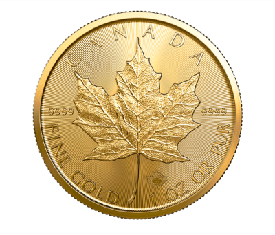 Revero de la moneda de oro Maple Leaf canadiense