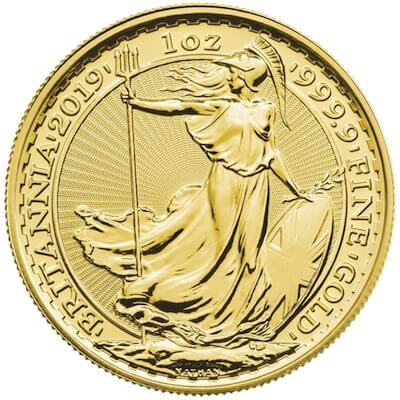 Reverso de la moneda de oro Britannia británica