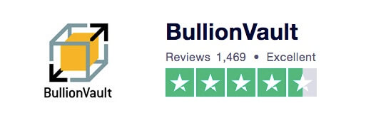 Valoración excelente de BullionVault en TrustPilot con un 4,5 sobre 5 y 1.469 opiniones