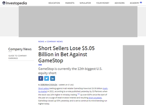 GameStop. Apostar contra el establishment en bolsa ahora es "discurso de odio", literalmente