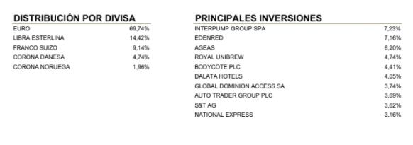 Distribución por divisa, principales inversiones
