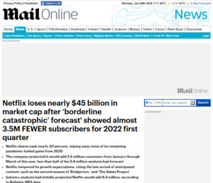 Netflix está cayendo desde noviembre