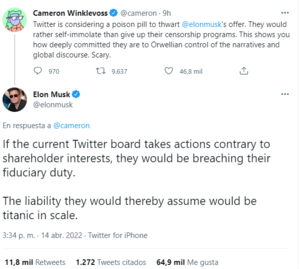 Elon Musk ofrece comprar Twitter... y sus secuelas