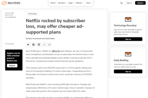 Netflix pierde repentinamente 35% de su valor