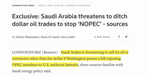 Arabia Saudita está perdiendo la confianza en el dólar... y el mundo tambien