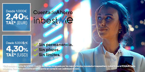 inbestMe sube las TAEs de las Cuentas de Ahorro a 2,40% en € y a 4,30% en $