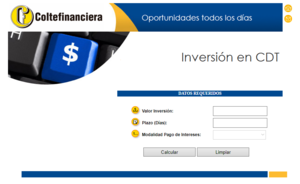 Simulador de CDTs Coltefinanciera