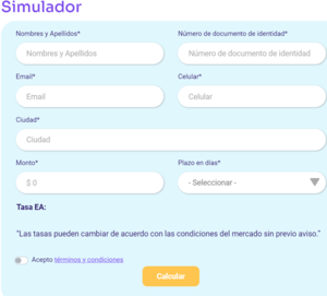 Simulador de CDTs Credifinanciera