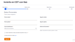 Simulador de CDTs del Banco Itaú