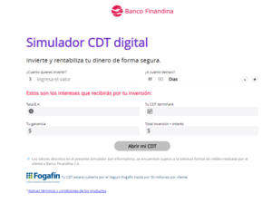 Simulador de CDTs Finandina