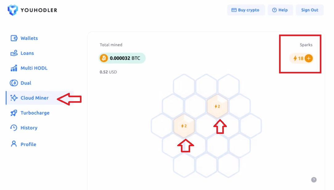 Minería de bitcoin en Youhodler