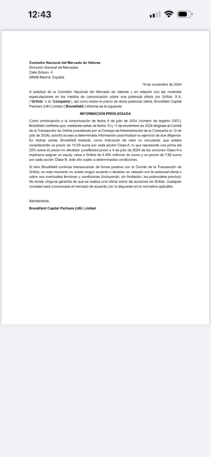 CNMV, Brookfield y Grifols, el trio calavera.