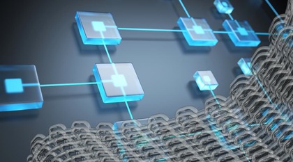 Imagen representativa de blockchain con una cadena de nodos