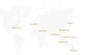 Mapamundi señalando los países donde tiene presencia el broker EBC