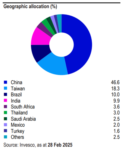 Pesos por país Invesco FTSE RAFI Emerging Markets UCITS ETF