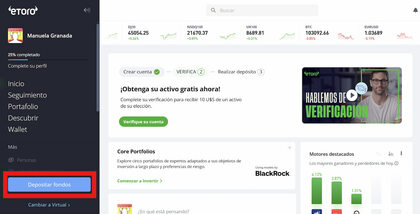 Captura de pantalla de la plataforma de un broker