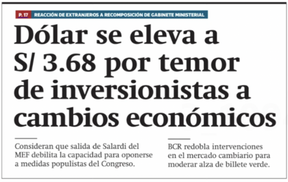 dolar se eleva en Peru