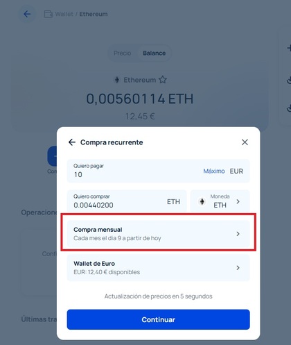 Comprar recurrentes de criptomonedas en Bit2Me