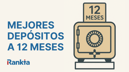 Caja fuerte minimalista con un bloque superior que muestra el texto "12 MESES", simbolizando un depósito a 12 meses