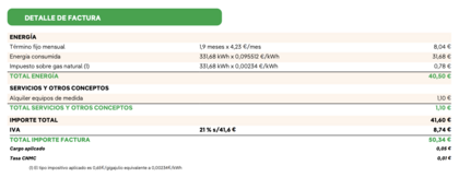 Factura Gas: Otros conceptos