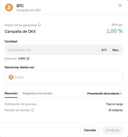 Compras recurrentes HODL bitcoin en OKX