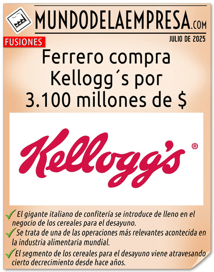 Ferrero compra Kellogg´s por 3.100 millones de dólares (julio de 2025) - NOTICIAS MDE