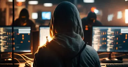 Trader anónimo frente a múltiples pantallas ejecutando órdenes en mercados financieros oscuros.