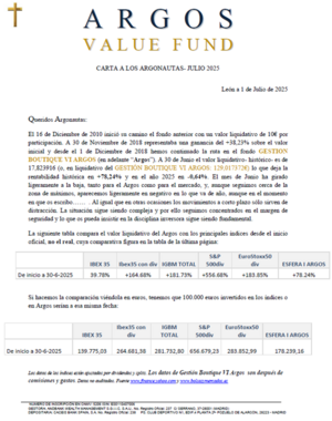 Carta del ARGOS- Julio 2025