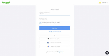 Captura de pantalla del proceso de registro en un broker