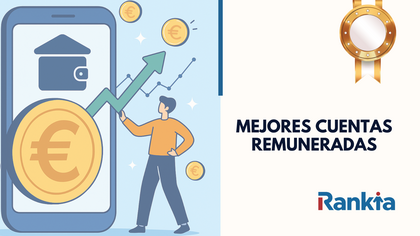 Ilustración de una cuenta bancaria digital que genera rentabilidad, representando las mejores cuentas remuneradas con un gráfico de crecimiento, monedas de euro y una app financiera. Ilustración de una cuenta bancaria digital que genera rentabilidad, representando las mejores cuentas remuneradas con un gráfico de crecimiento, monedas de euro y una app financiera.