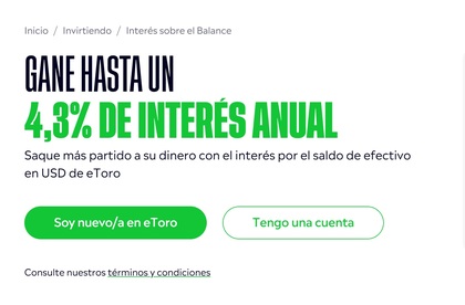 eToro cuenta saldo remunerada
