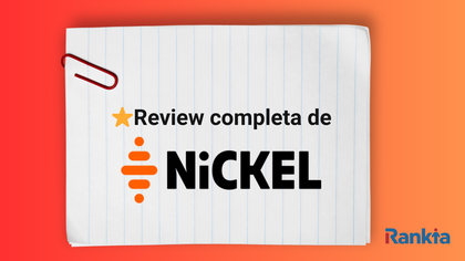 Imagen con el texto “Review completa de Nickel” sobre fondo naranja, con el logo oficial de Nickel y la marca Rankia