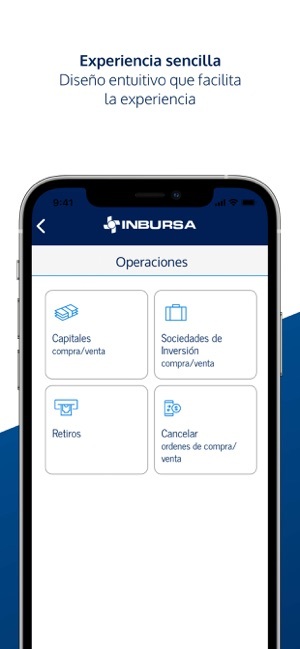 Opciones disponibles en Inbursa