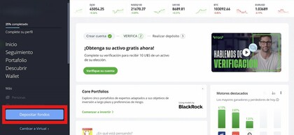 Plataforma de depósito en broker online