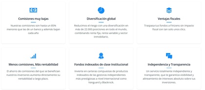 Aspectos destacables de la cartera de fondos de Finizens - Fuente: Web Finizens