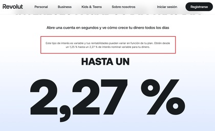 Imagen que muestra la interesante rentabilidad que ofrece la cuenta remunerada de Revolut