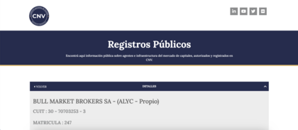 Registro público Bull Market Brokers